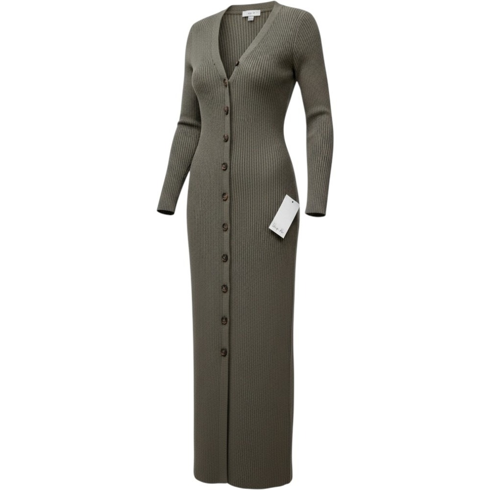 Harper Rose Sweater Maxi Dress Womens S Green Button Ribbed Knit Long Cardy